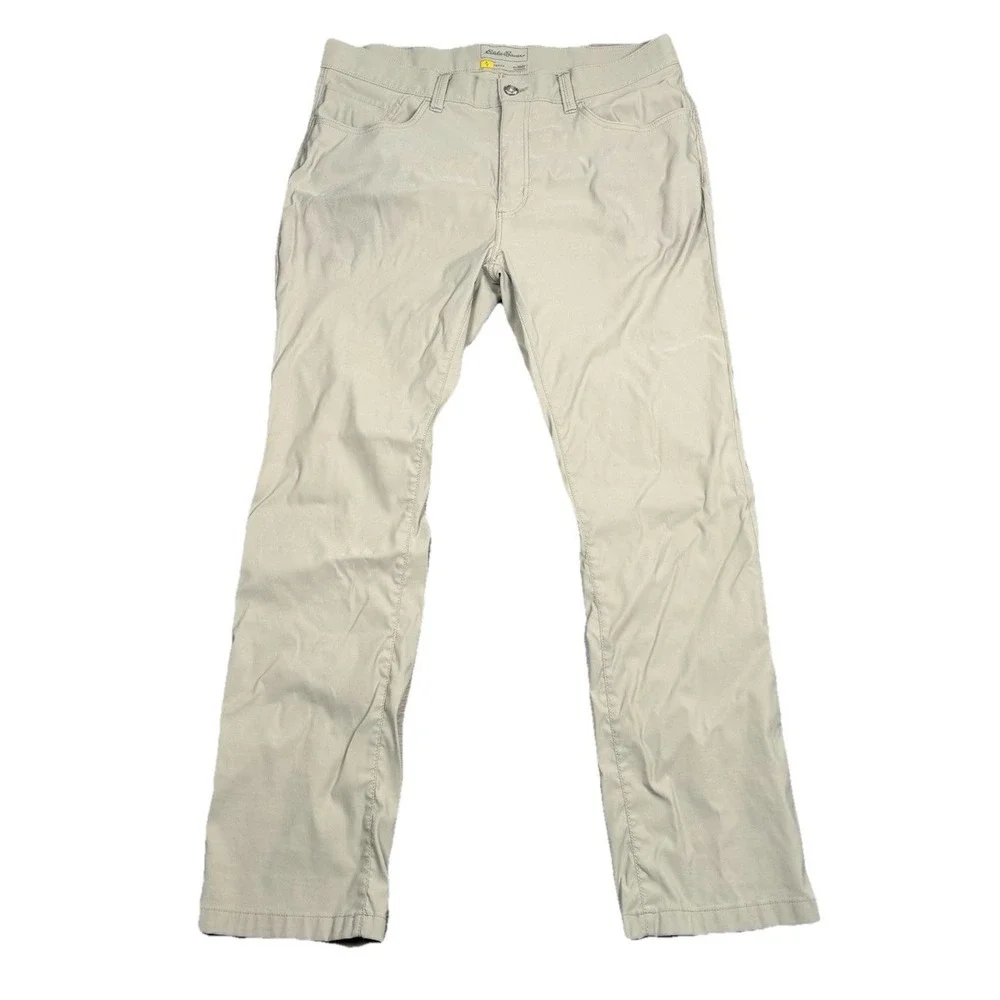 Eddie Bauer Travex Pants Mens 38x32 Tan Nylon Stretch Hiking Tech Pocket